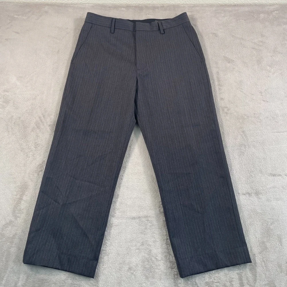 Vintage‎ Banana Republic Pants Men 33x27 Grey Pinstripe Wool Straight Leg Preppy